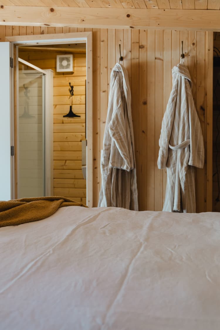 Plush 4-star chalets with luxurious bathrobes at Mohaka River Farm
