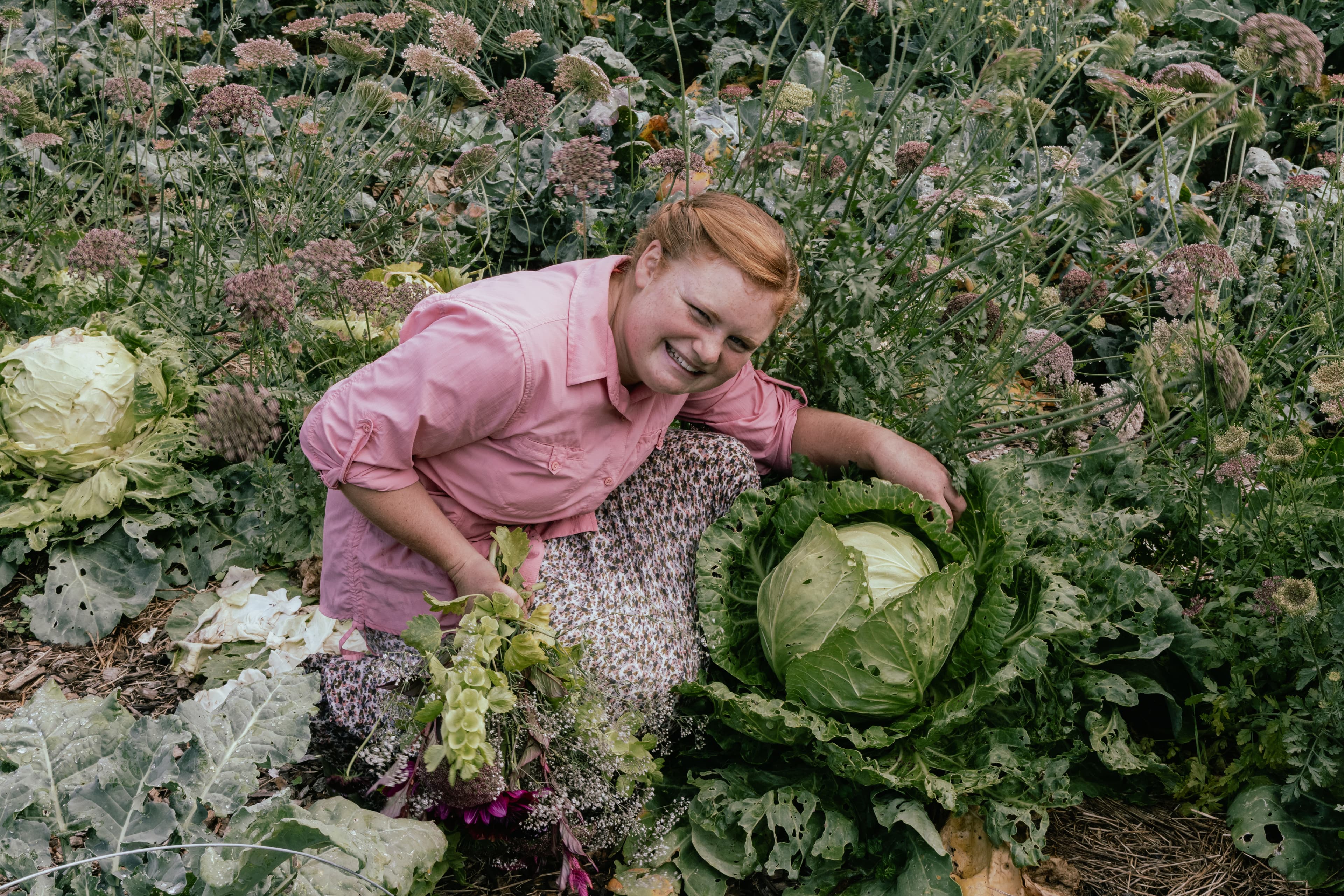 Taliah's idyllic organic vegetable garden at Mohaka River Farm in Hawke's Bay