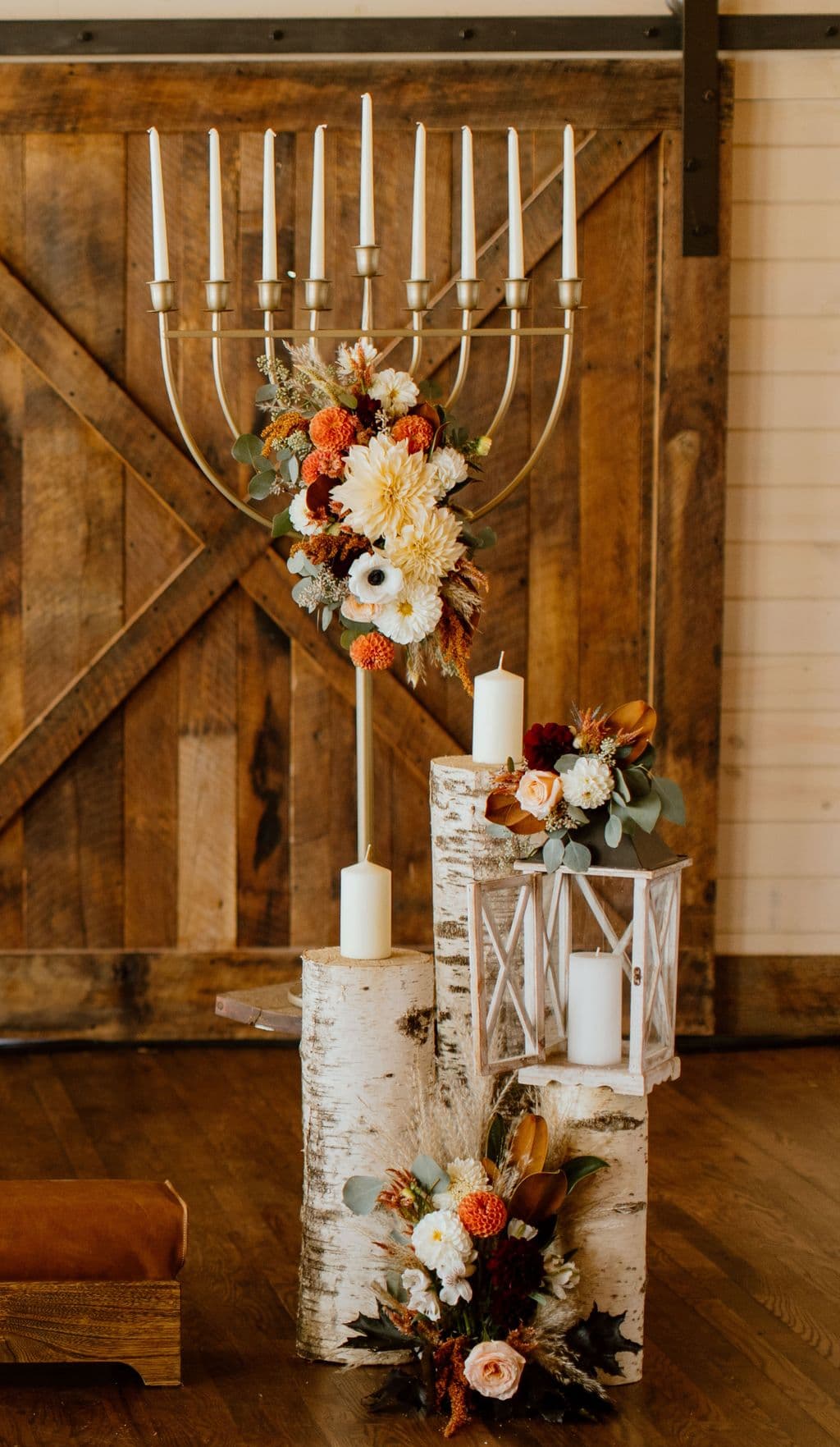 Peaceful bridal suite filled with family, friends, aa menorah, and joyful anticipation before the wedding.